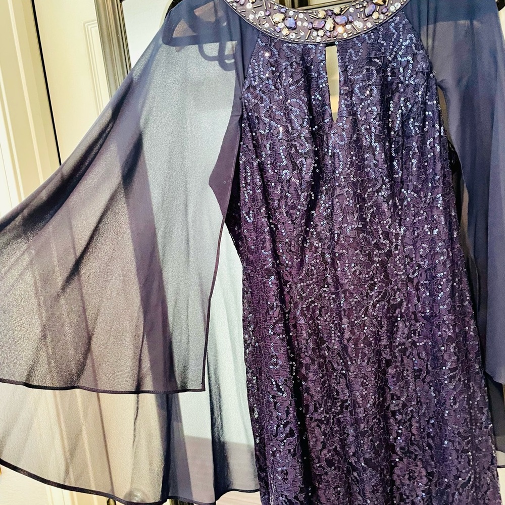 SLNY new beaded navy  evening dress